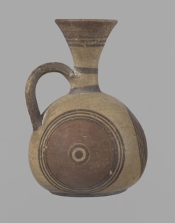 Cypriot jug, Cypriot pottery, Cypriot Bichrome Ware III. Jug on a low, straight foot. Globular