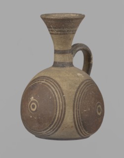 Cypriot jug, Jug on a low, straight foot. Globular body, flattened at the bottom. Quite narrow
