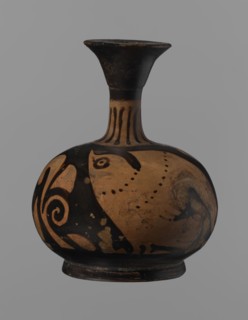Aryballus lekythos, Ancient Greece, antiquity. Bird iconography. Ceramics; red-figure pottery;