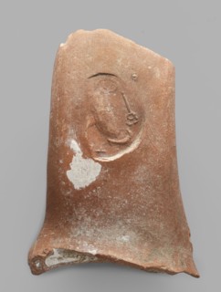 Fragment of an amphora vice behind a stamp, ca. 390 BC, Pantikapaion, Thasos, stamp, vice, height 6