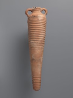 Amphora, unknown Aswan workshop. Spindle-shaped amphora made of pink kaolin clay Gempeler clay IA,
