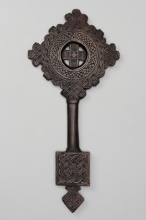 Hand-made cross, Ethiopian workshop. The equal-armed cross is inscribed in a circular frame,