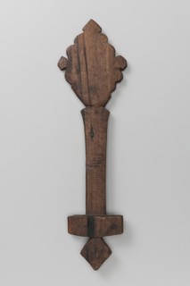 Hand-made Ethiopian cross, 20th century. Very schematic design: a rhombus mounted on a shaft topped