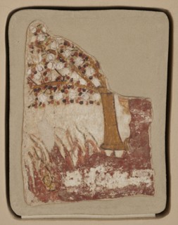 Wall painting. Tree and human figure in flames, Nubian workshop, wall paintings, tree iconographic.