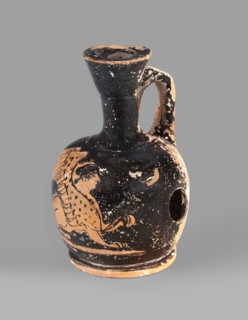 Lekythos with a sphinx, unknown Attic workshop. A small Attic red-figure lekythos. The vessel has a
