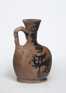 Lekythos with a sphinx. Small Attic red-figure lekythos with a vase shape. Narrow neck, rounded