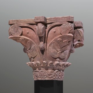 Upper and lower fragments of the capital reconstructed to their complete form. Nubian workshop.