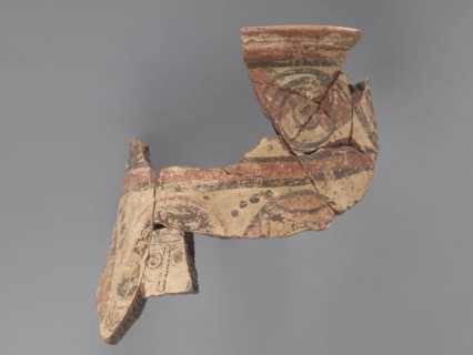Painted storage vessel, fragment of the upper part of a large storage vessel: the neck and upper