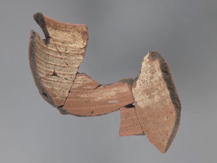 Painted storage vessel, painted Coptic storage vessel with figural and floral decorations. Fragment