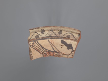 Plate fragment, unknown northern Egyptian workshop, plate with horizontally formed rim. Red-orange