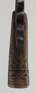 Processional cross. The pear-shaped frame depicts the Crucifixion of Jesus Christ with John and