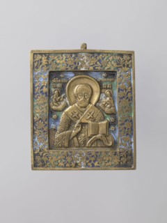 Icon: Saint Nicholas the Wonderworker. Russian workshop. Nicholas of Myra ca. 270–352. In the
