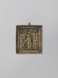 Icon: Descent into Abyss, Russian workshop, Resurrection of Christ iconography, mandorla