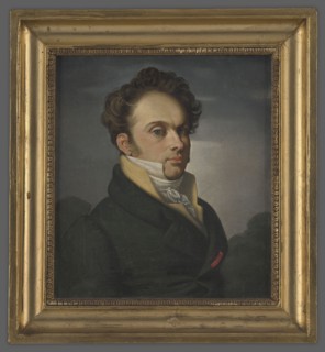 Andrzej Walenty Radziwill 1780–1837, unknown painter. Bust, three faces to the left. Dark, combed