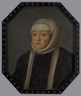 Bona Sforza d'Aragona 1494–1557, c. 1643, unknown artist. Portrait, oil on panel, height 61.5 cm,