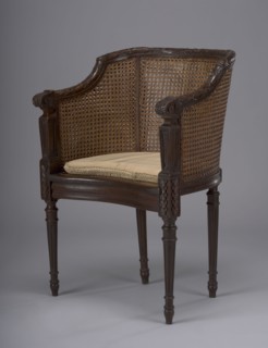 Armchair, Louis XVI style, seat and backrests woven, 18th/19th century; height 81 cm, width 55 cm,