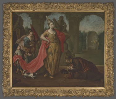 Genre scene in the park, unknown author, 1st half of the 18th century, painting, height 50.1 cm,
