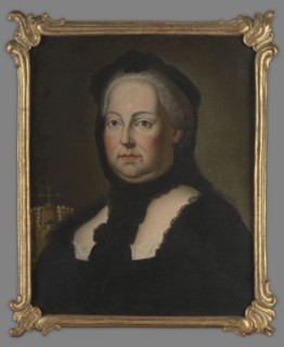 Maria Teresa Habsburg 1717–1780, in mourning attire, unknown author. Bust turned three-quarters to