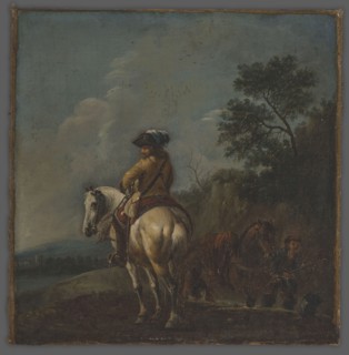 Officer on a White Horse, Pieter Wouwerman 1623–1682, ca. 1665, oil painting, Western Europe;