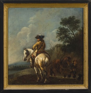 Officer on a White Horse, Pieter Wouwerman 1623–1682, ca. 1665, oil painting, height 25.0 cm, width