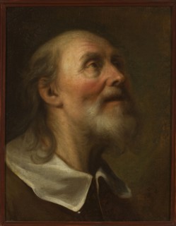 Head of Saint Peter, unknown artist, 17th century?, Poland. Portrait painting, oil on panel, —