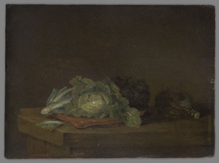 Still Life with Cabbage, Kalf, Willem 1619–1693, mid-17th century, Netherlands; painting; height 13