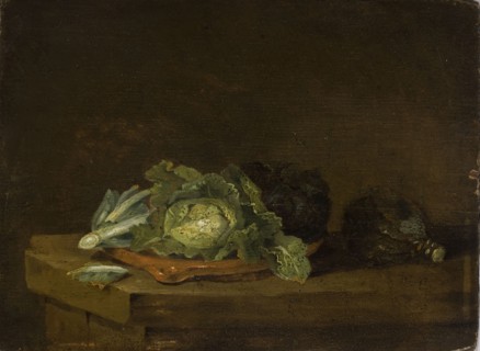 Still Life with Cabbage, Willem Kalf 1619–1693, mid-17th century, Netherlands; painting;