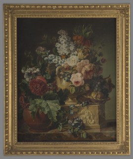 Flowers in stone vases, end of 18th century, painting; height 84.5 cm, width 68.5 cm other