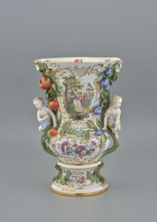 Vase, 19th/20th century, Meissen; vase; diameter 36 cm, base diameter 24 cm., A decorative