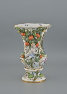 Vase, 19th/20th century, Meissen; vase; diameter 36 cm, base diameter 24 cm., A porcelain vase with