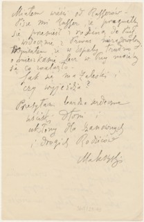 Letter to Maria Mickiewiczówna from Tadeusz Makowski 1882–1932; addressee: Maria Mickiewicz