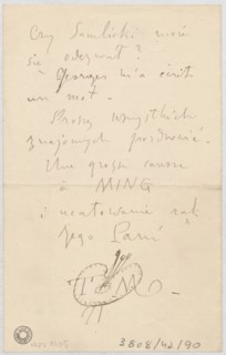 Letter to Maria Mickiewiczówna by Tadeusz Makowski 1882–1932; manuscript letter, 2 leaves all pages