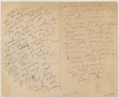 Letter to Maria Mickiewiczówna with a drawing—self-portrait of the artist at an easel outdoors