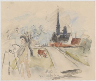 Letter to Maria Mickiewiczówna with the drawing Makoki na swobodzie self-portrait of the artist