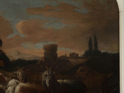 Shepherd's Scene with a Laden Donkey, Roos, Philipp Peter 1657–1706, painter. General tones of
