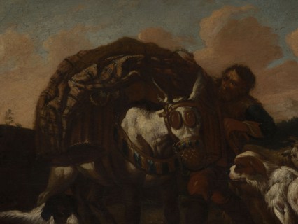Shepherd's Scene with a Laden Donkey, Roos, Philipp Peter 1657–1706, painter. General tones of