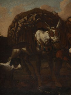 Shepherd's Scene with a Laden Donkey, Roos, Philipp Peter 1657–1706 painter. General tones of brown