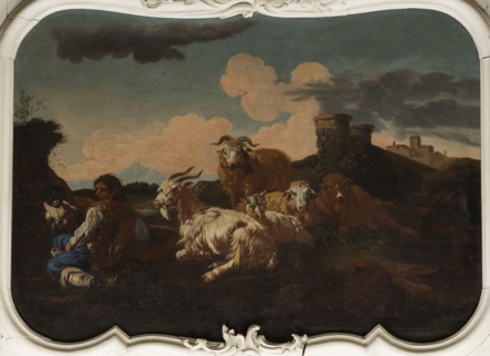 Shepherd Scene with a View of the Castle, Philipp Peter Roos 1657–1706. Multicolored composition