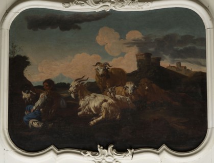 Shepherd Scene with a View of the Castle, Roos, Philipp Peter 1657–1706 painter. Multicolored