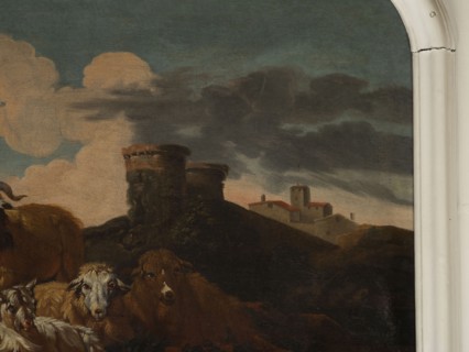 Shepherd Scene with a View of the Castle, Roos, Philipp Peter 1657–1706 painter. Multicolored