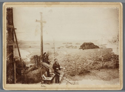Painting the Raclawice Panorama: Tadeusz Popiel and Ludwig Boller standing with palettes on a