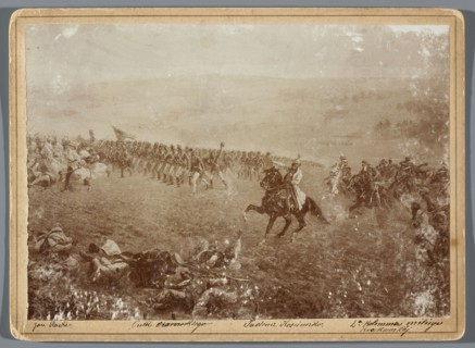 Painting the Raclawice Panorama: fragment of a canvas depicting the Ozarowski regiment and Tadeusz