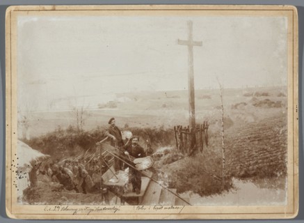 Painting the Raclawice Panorama: Tadeusz Popiel and Ludwig Boller standing with palettes on a
