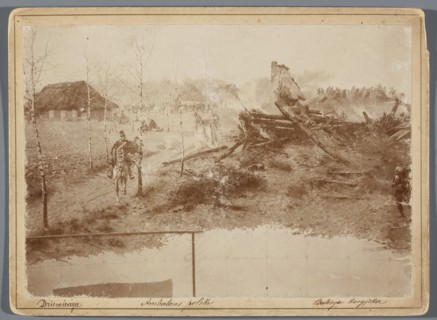 Painting the Raclawice Panorama: fragment of a canvas depicting a hussar riding a horse along the