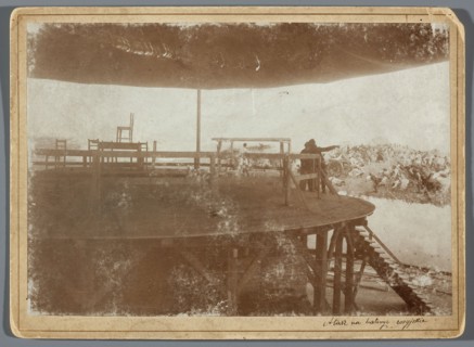 Painting the Raclawice Panorama: painters viewing from a central platform part of a canvas