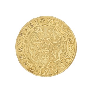 Gdansk ducat of Sigismund I the Old King of Poland; reign 1506–1548, struck in Gdansk, Poland —
