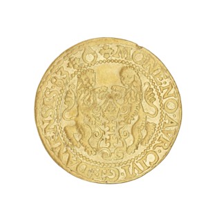 Gdansk ducat, Stefan I Batory king of Poland; 1575–1586, author; Gdansk, Poland; coin, A circular