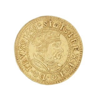 Gdansk ducat — forgery; Sigismund I the Old king of Poland; reign 1506–1548 — coin; Poland., A