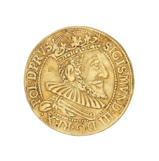 Gdansk ducat. Maker: Filip Klüwer fl. 1588–1601, mintmaster; struck under Sigismund III Vasa King