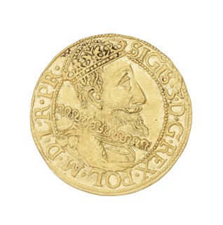 Gdansk ducat; Daniel Klüwer fl. 1608–1618, mintmaster co-creator; Sigismund III Vasa King of